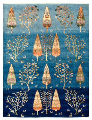 Tapis Gabbeh - Loribaft Indus - 203 x 155 cm - bleu de mer