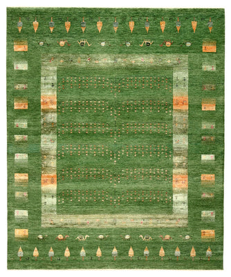 Tapis Gabbeh - Loribaft Indus - 246 x 206 cm - vert
