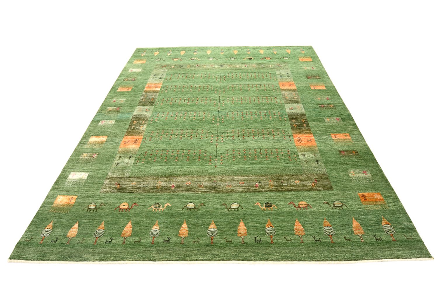 Tapis Gabbeh - Loribaft Indus - 246 x 206 cm - vert