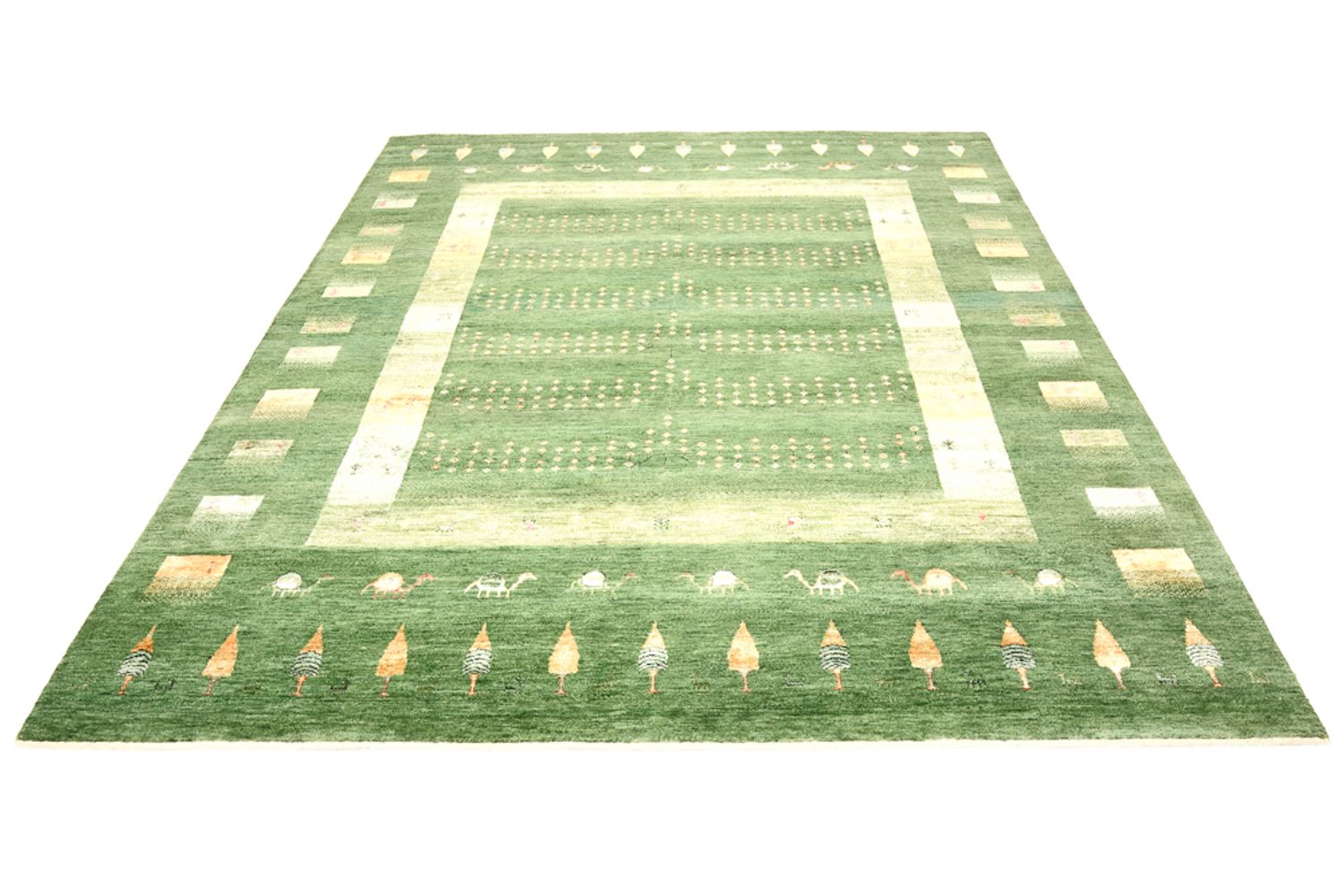 Tapis Gabbeh - Loribaft Indus - 246 x 206 cm - vert