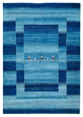 Tapis Gabbeh - Loribaft Indus - 294 x 205 cm - bleu de mer