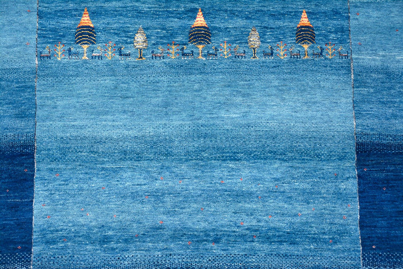 Tapis Gabbeh - Loribaft Indus - 294 x 205 cm - bleu de mer