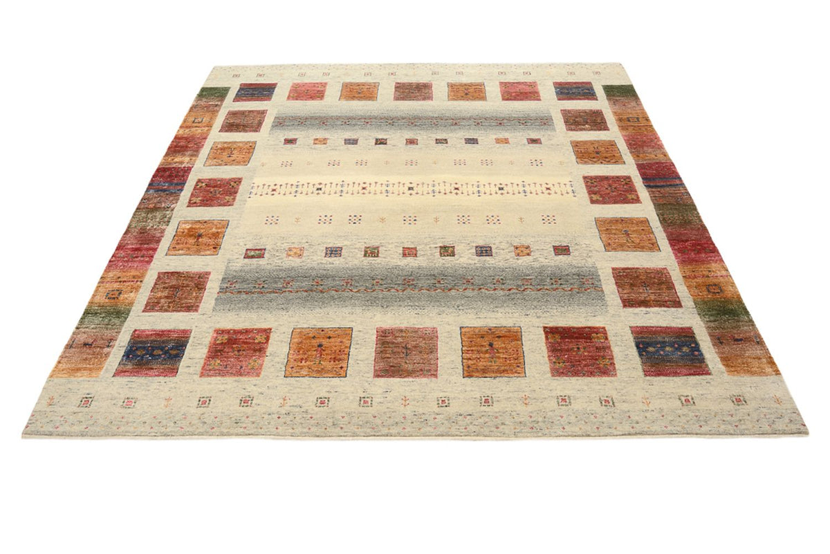 Tapis Gabbeh - Loribaft Indus carré  - 206 x 204 cm - beige foncé
