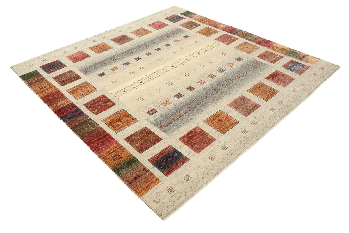 Tapis Gabbeh - Loribaft Indus carré  - 206 x 204 cm - beige foncé