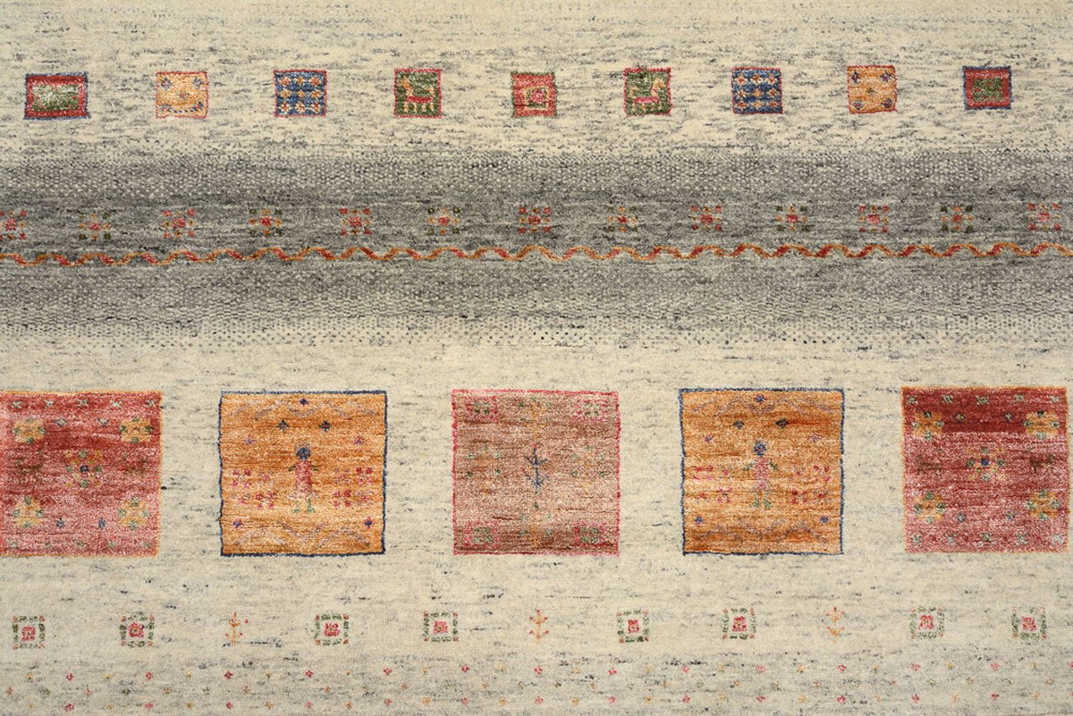 Tapis Gabbeh - Loribaft Indus carré  - 206 x 204 cm - beige foncé