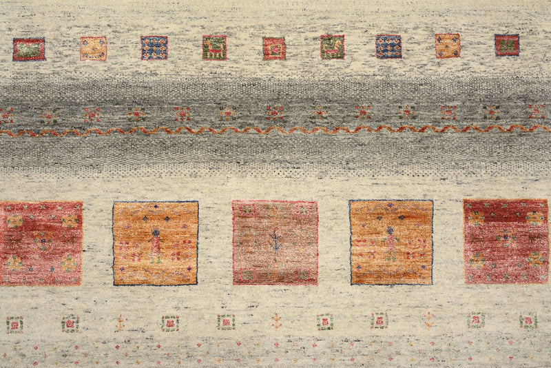 Tapis Gabbeh - Loribaft Indus carré  - 206 x 204 cm - beige foncé