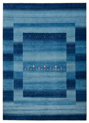 Tapis Gabbeh - Loribaft Indus - 345 x 247 cm - bleu de mer