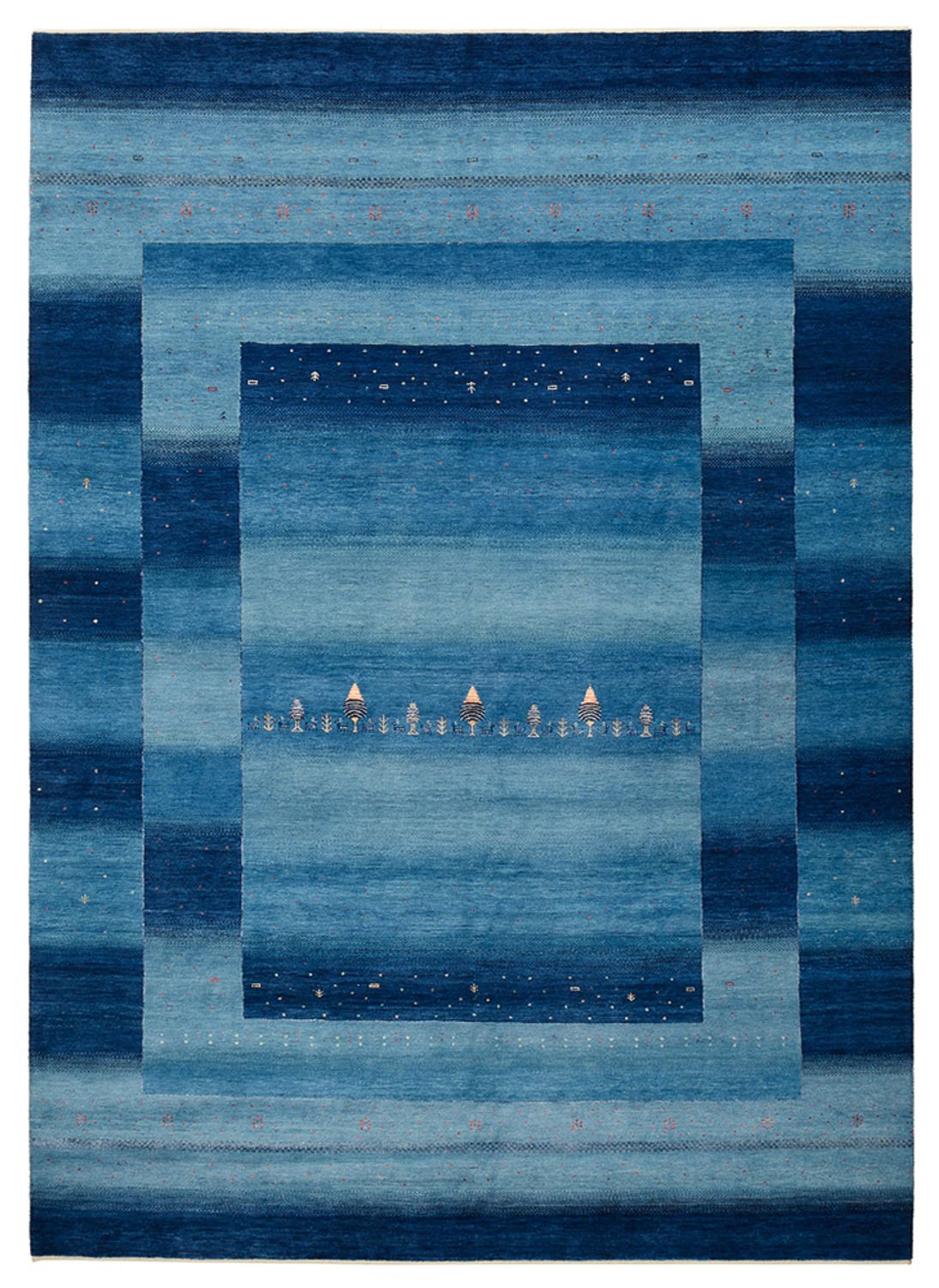 Tapis Gabbeh - Loribaft Indus - 345 x 247 cm - bleu de mer