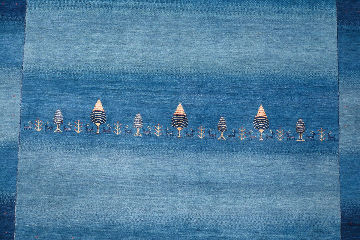 Tapis Gabbeh - Loribaft Indus - 345 x 247 cm - bleu de mer