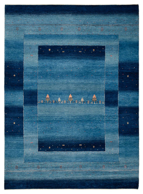 Tapis Gabbeh - Loribaft Indus - 235 x 169 cm - bleu de mer