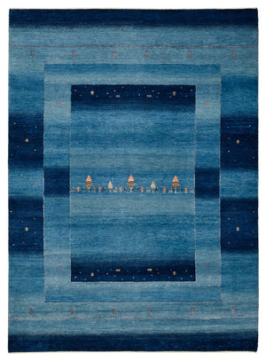 Tapis Gabbeh - Loribaft Indus - 235 x 169 cm - bleu de mer