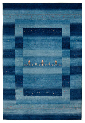 Tapis Gabbeh - Loribaft Indus - 304 x 204 cm - bleu de mer