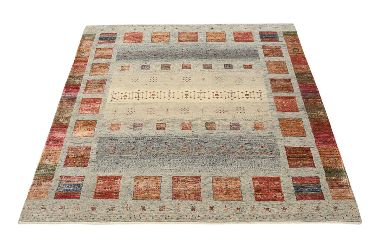 Tapis Gabbeh - Loribaft Indus carré  - 156 x 152 cm - beige foncé