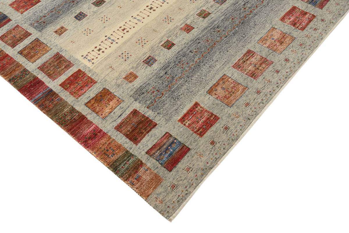 Tapis Gabbeh - Loribaft Indus carré  - 156 x 152 cm - beige foncé