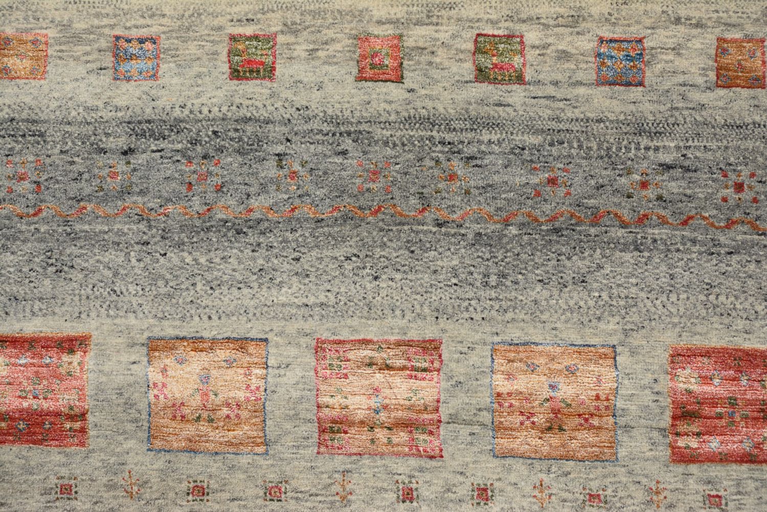 Tapis Gabbeh - Loribaft Indus carré  - 156 x 152 cm - beige foncé