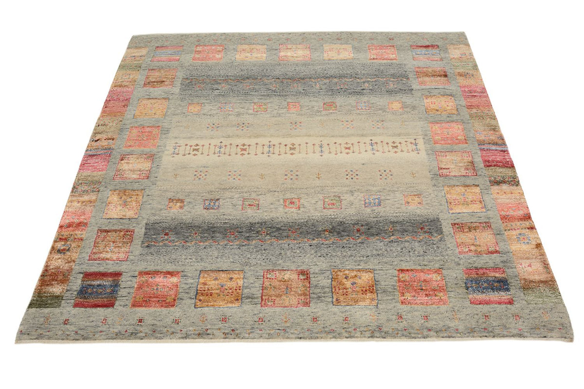 Tapis Gabbeh - Loribaft Indus carré  - 156 x 152 cm - beige foncé