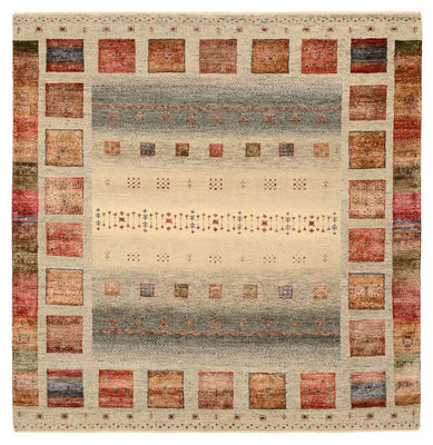 Tapis Gabbeh - Loribaft Indus carré  - 156 x 156 cm - beige foncé