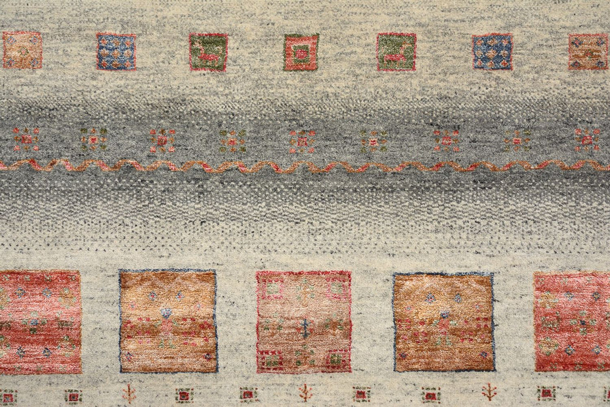 Tapis Gabbeh - Loribaft Indus carré  - 156 x 156 cm - beige foncé