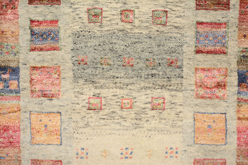 Tapis de couloir Tapis Gabbeh - Loribaft Indus - 306 x 84 cm - beige foncé