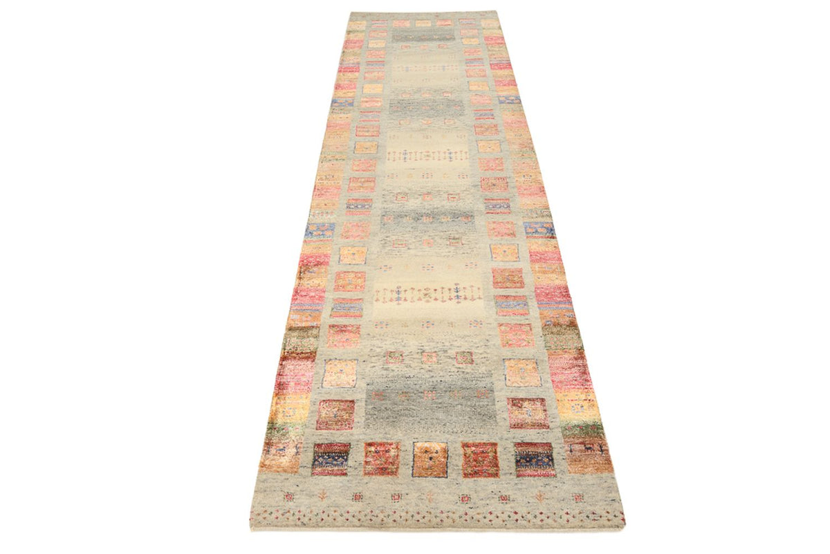 Tapis de couloir Tapis Gabbeh - Loribaft Indus - 306 x 84 cm - beige foncé