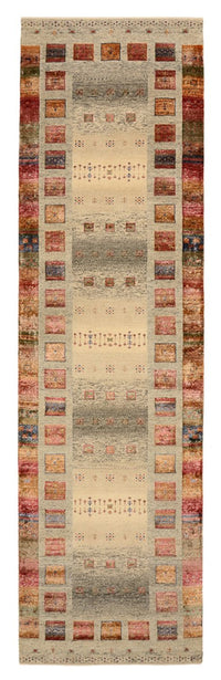 Tapis de couloir Tapis Gabbeh - Loribaft Indus - 306 x 85 cm - beige foncé