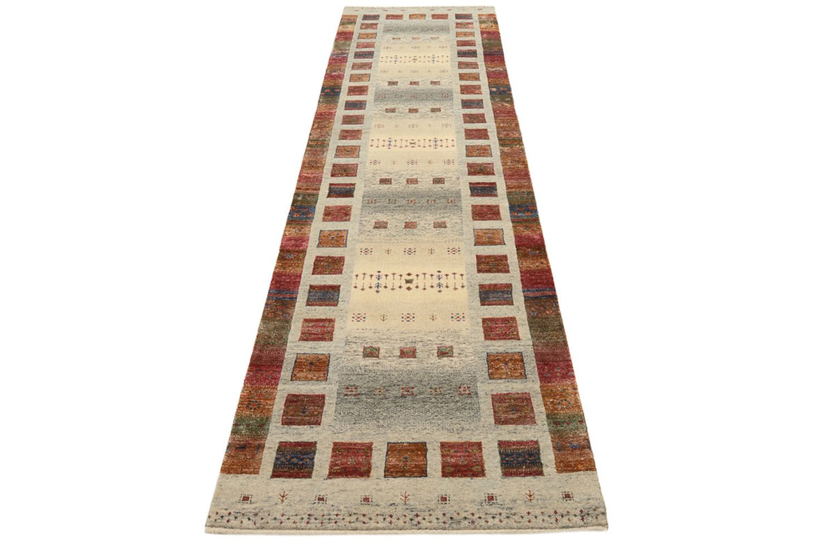 Tapis de couloir Tapis Gabbeh - Loribaft Indus - 306 x 85 cm - beige foncé