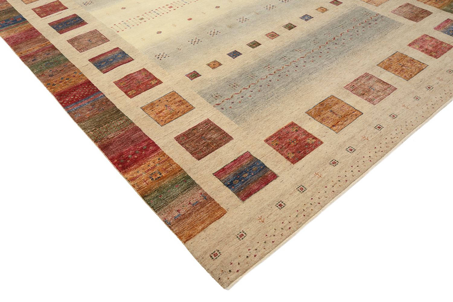 Tapis Gabbeh - Loribaft Indus - 351 x 254 cm - beige foncé