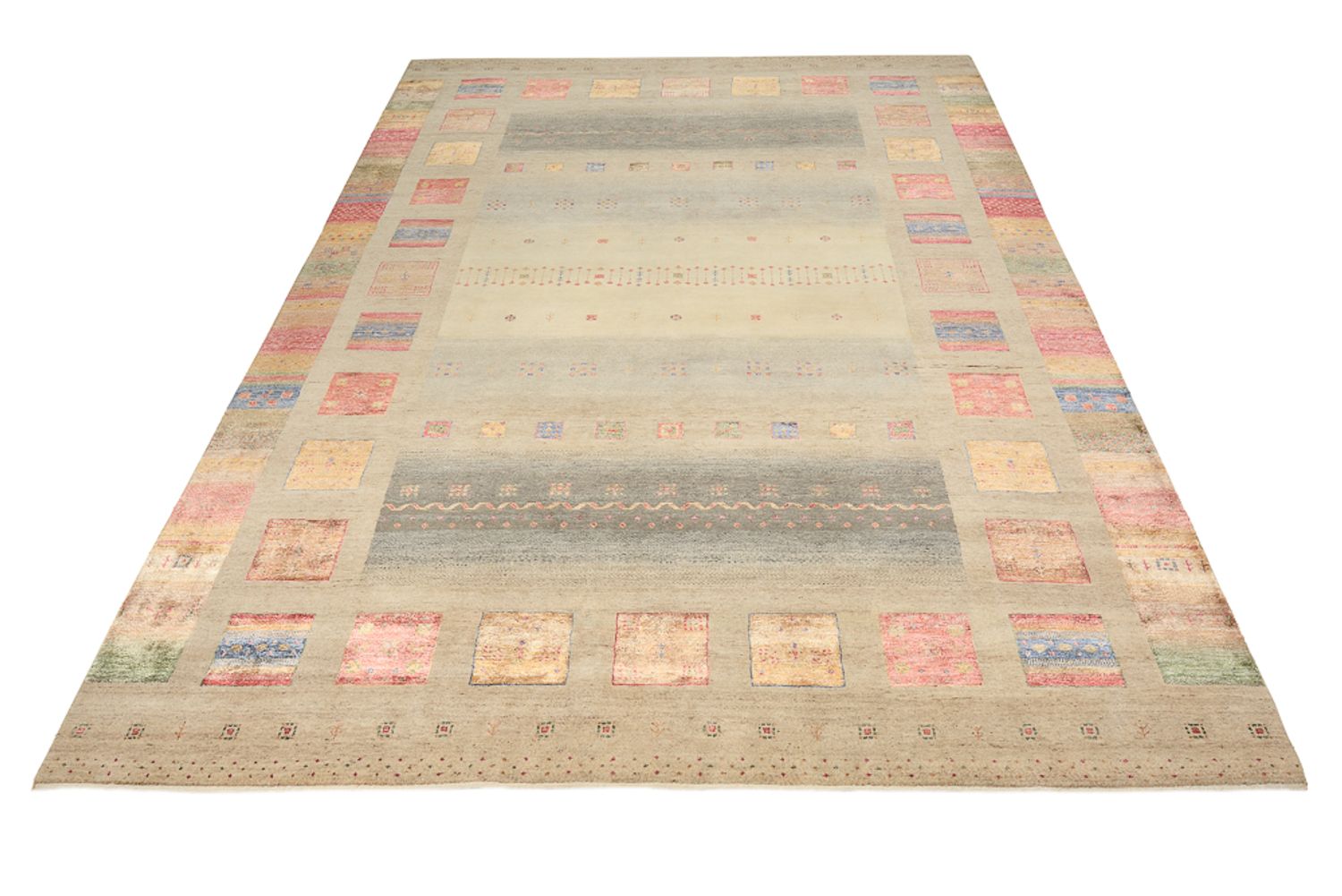 Tapis Gabbeh - Loribaft Indus - 351 x 254 cm - beige foncé