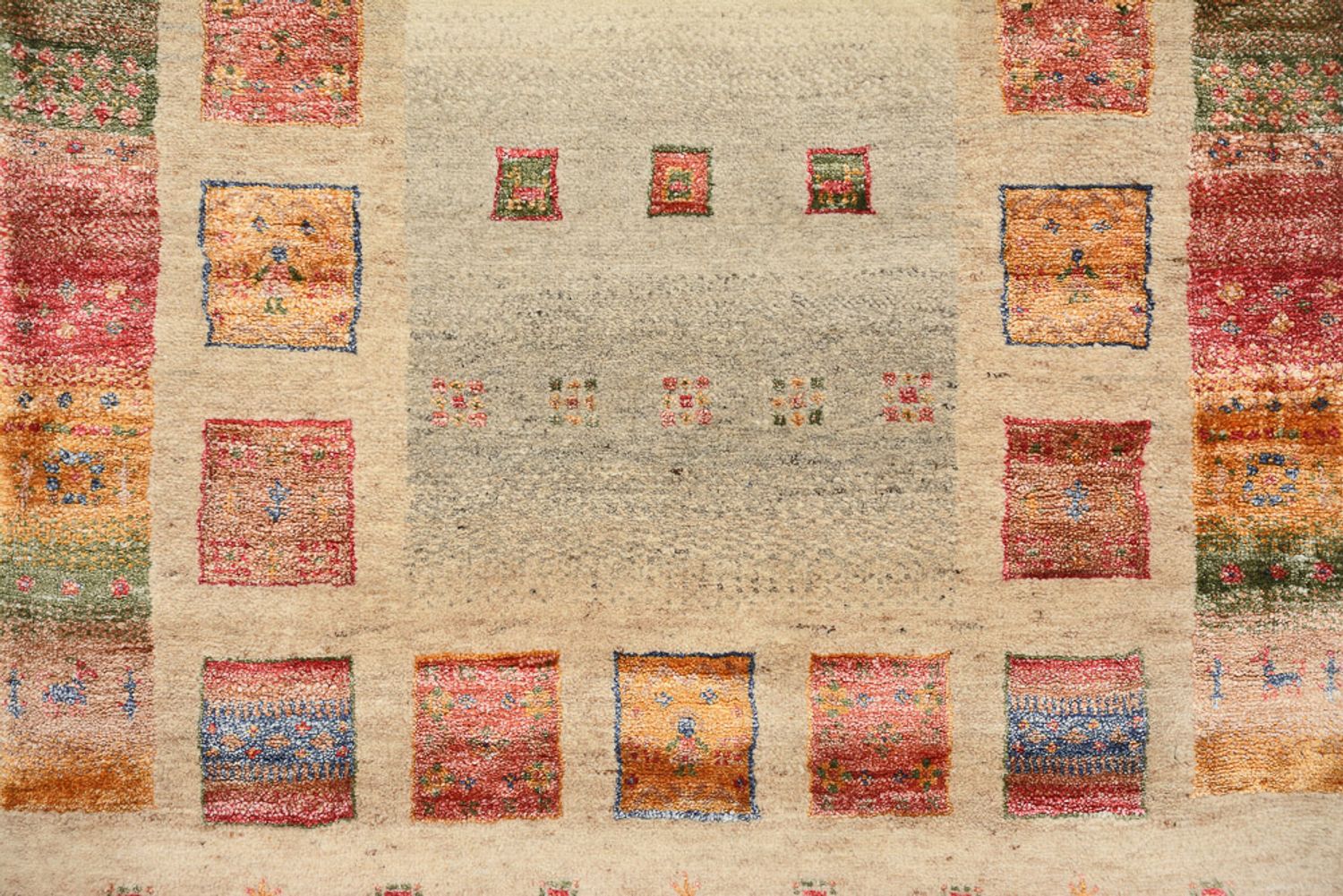 Tapis de couloir Tapis Gabbeh - Loribaft Indus - 305 x 81 cm - beige foncé