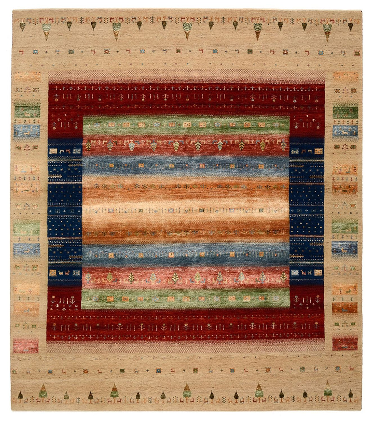 Tapis Gabbeh - Loribaft Indus - 236 x 205 cm - multicolore