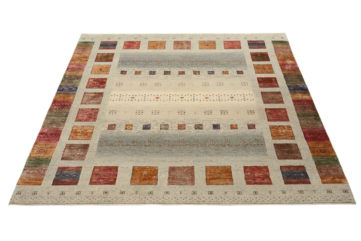 Tapis Gabbeh - Loribaft Indus carré  - 249 x 248 cm - beige foncé