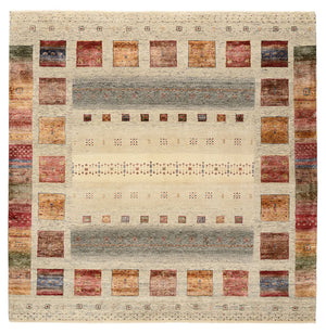 Tapis Gabbeh - Loribaft Indus carré  - 206 x 205 cm - multicolore