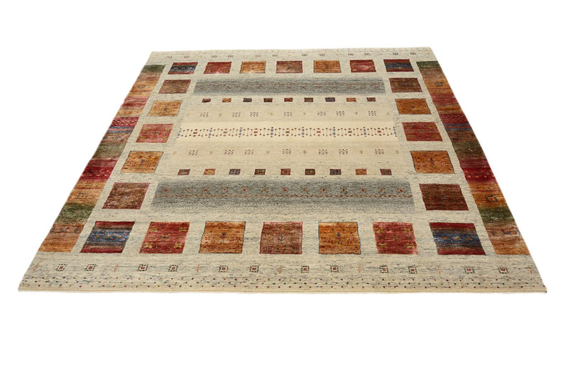 Tapis Gabbeh - Loribaft Indus carré  - 206 x 205 cm - multicolore