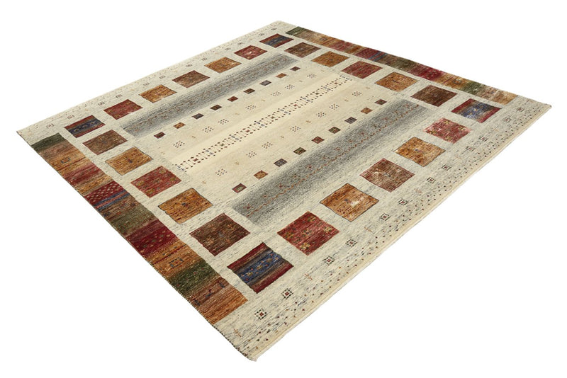 Tapis Gabbeh - Loribaft Indus carré  - 206 x 205 cm - multicolore