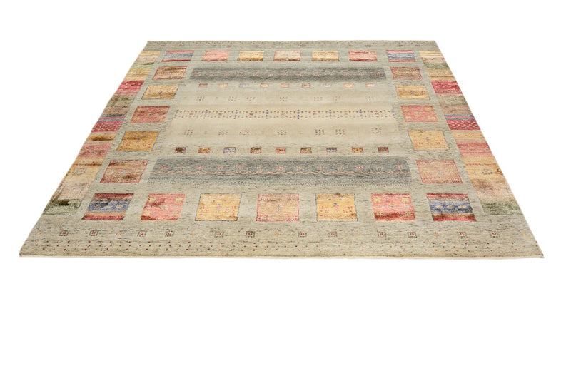 Tapis Gabbeh - Loribaft Indus carré  - 206 x 205 cm - multicolore