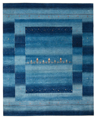 Tapis Gabbeh - Loribaft Indus - 303 x 241 cm - bleu de mer