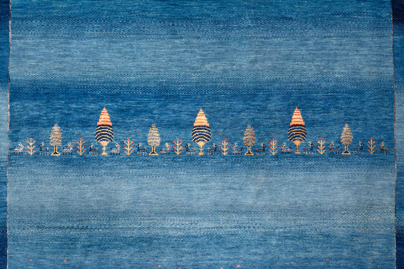 Tapis Gabbeh - Loribaft Indus - 303 x 241 cm - bleu de mer