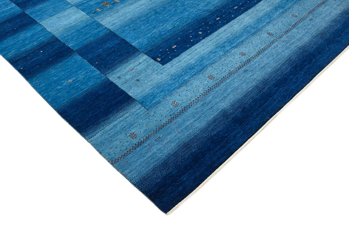 Tapis Gabbeh - Loribaft Indus - 299 x 250 cm - bleu de mer