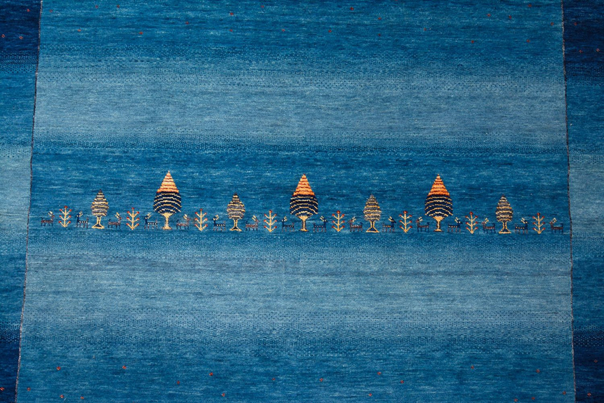 Tapis Gabbeh - Loribaft Indus - 299 x 250 cm - bleu de mer