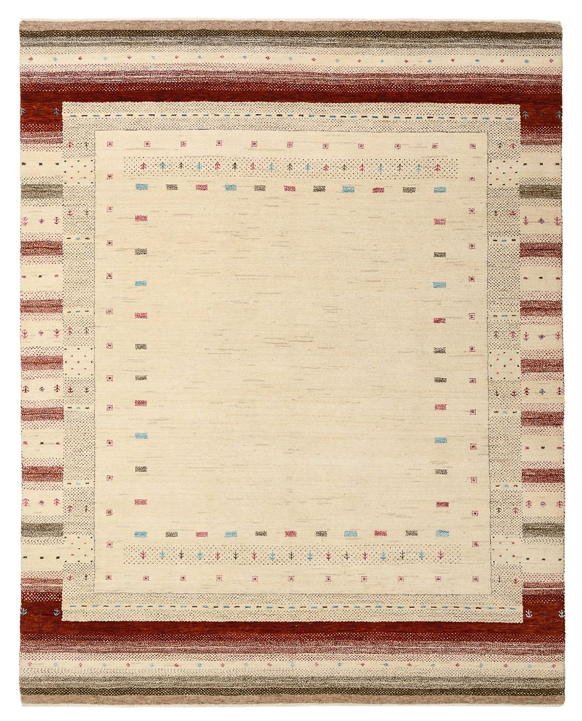 Tapis Gabbeh - Loribaft Indus - 198 x 156 cm - beige clair