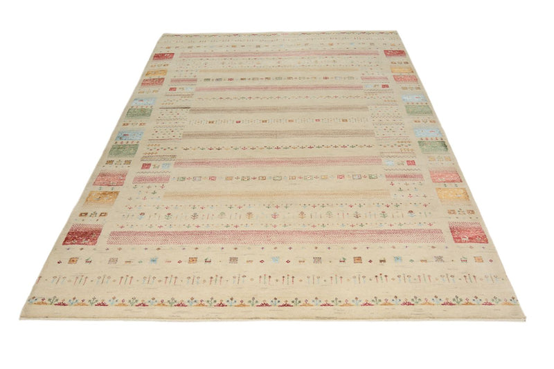Tapis Gabbeh - Loribaft Indus - 246 x 174 cm - beige clair