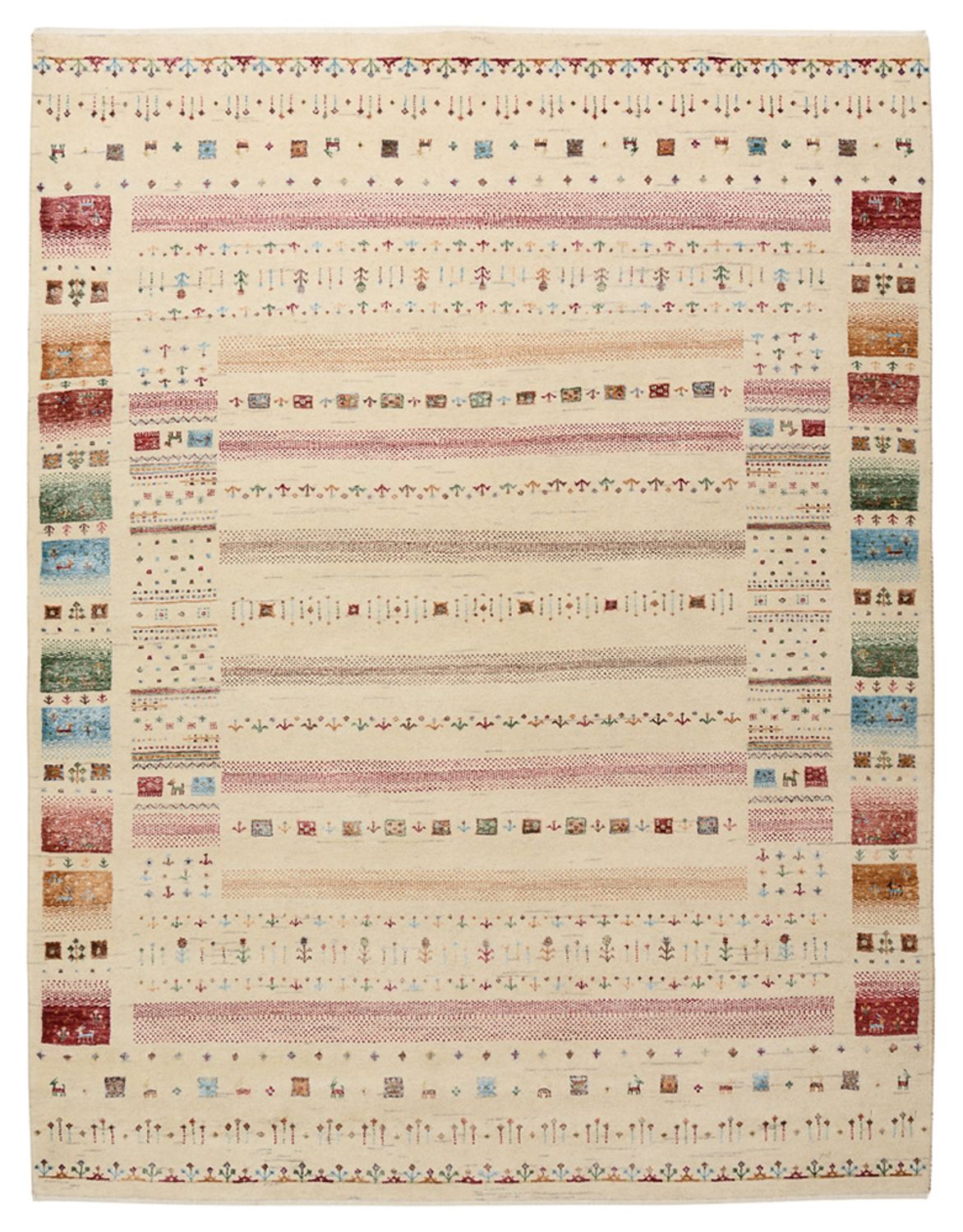 Tapis Gabbeh - Loribaft Indus - 201 x 155 cm - beige clair