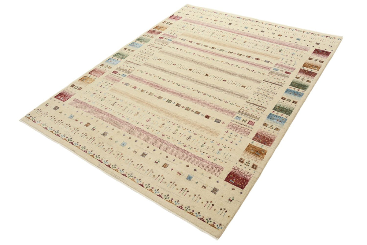 Tapis Gabbeh - Loribaft Indus - 201 x 155 cm - beige clair
