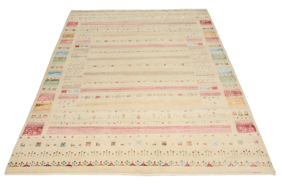 Tapis Gabbeh - Loribaft Indus - 201 x 155 cm - beige clair
