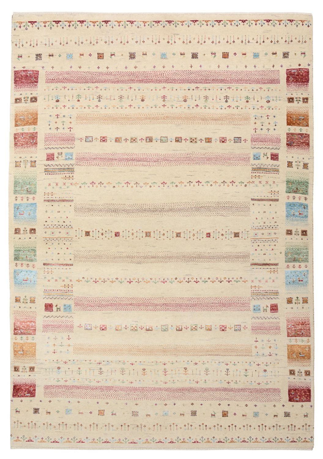 Tapis Gabbeh - Loribaft Indus - 206 x 149 cm - beige clair