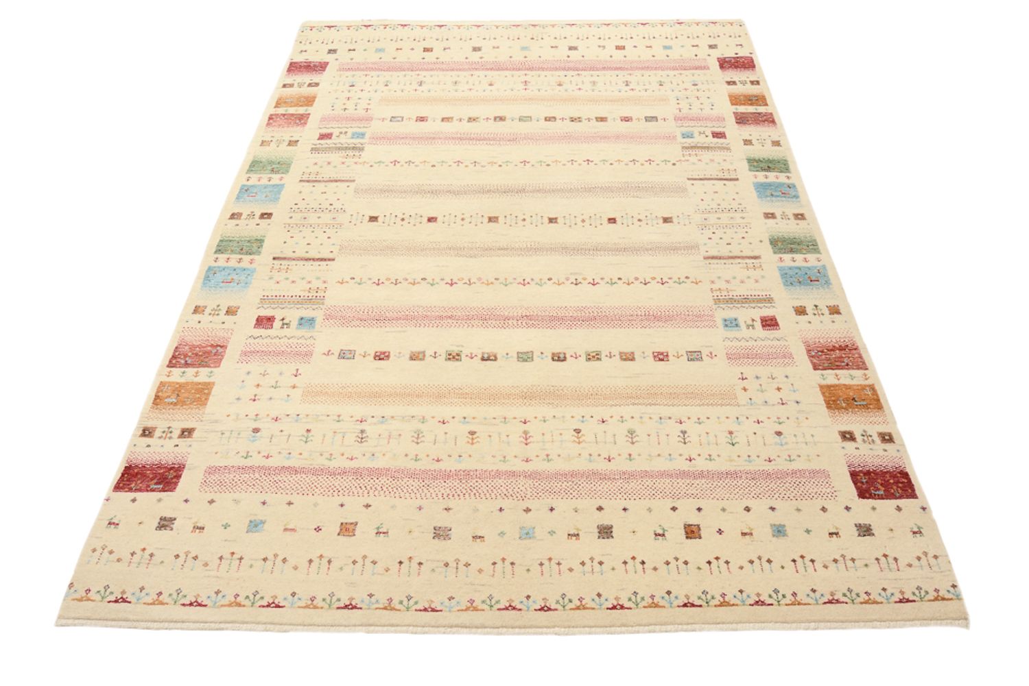 Tapis Gabbeh - Loribaft Indus - 206 x 149 cm - beige clair