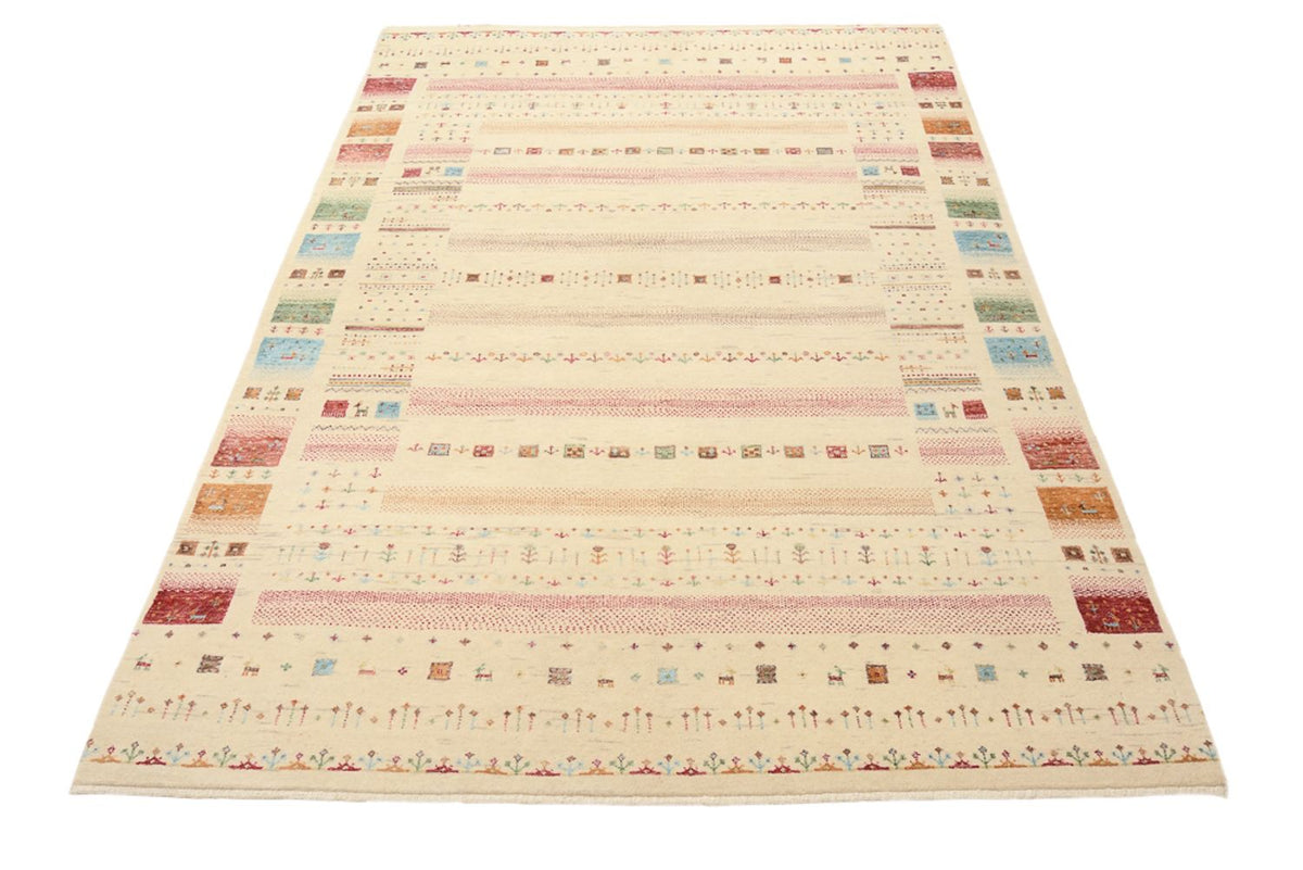 Tapis Gabbeh - Loribaft Indus - 206 x 149 cm - beige clair