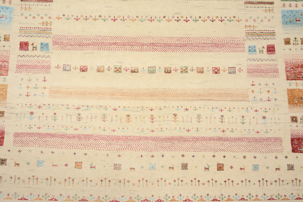 Tapis Gabbeh - Loribaft Indus - 206 x 149 cm - beige clair