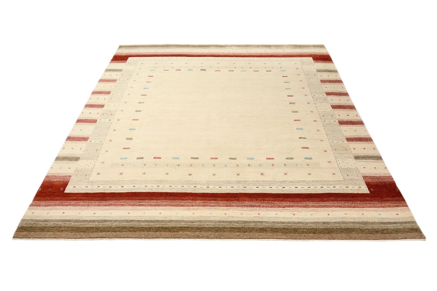 Tapis Gabbeh - Loribaft Indus - 300 x 254 cm - beige clair