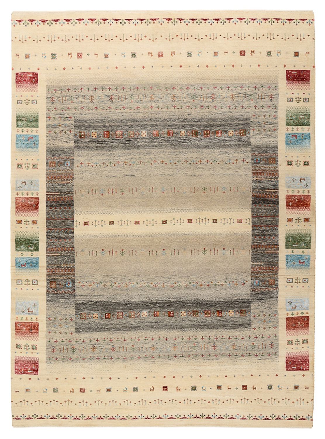 Tapis Gabbeh - Loribaft Indus - 244 x 177 cm - beige clair